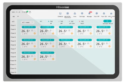 Центральный пульт управления с сенсорным цветным дисплеем серии HYJM-RA10D