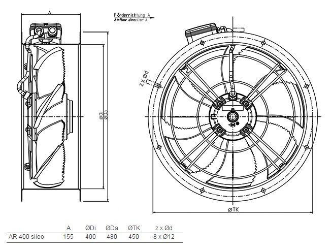Осевой вентилятор Systemair AR 400E4 SILEO